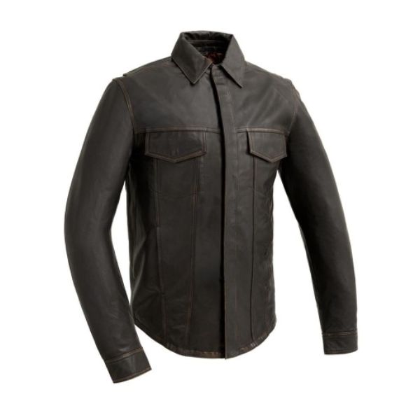 FIM406CH-M-BKCG Maduro Motorcycle Leather Shirt for Men, Black - Medium -  First Manufacturing, FIM406CH_M_BKCG