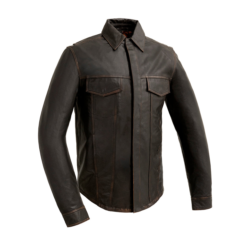 FIM406CH-8X-6X-BKCG Maduro Motorcycle Leather Shirt for Men, Black - 6X -  First Manufacturing, FIM406CH-8X_6X_BKCG