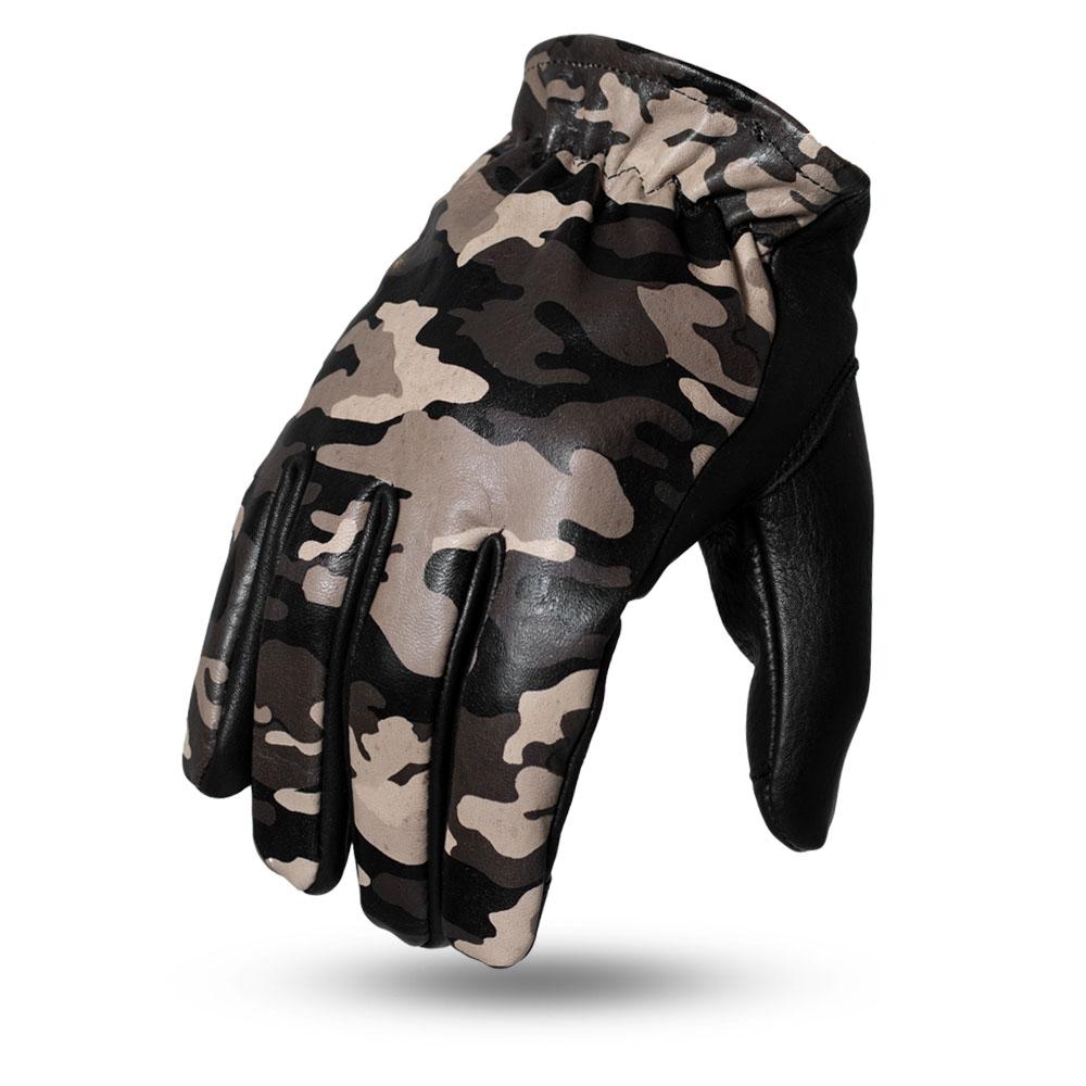 Picture of First Manufacturing FI217-M-CAMO 2-Tone Roper Motorcycle Leather Gloves for Men, Camo - Medium
