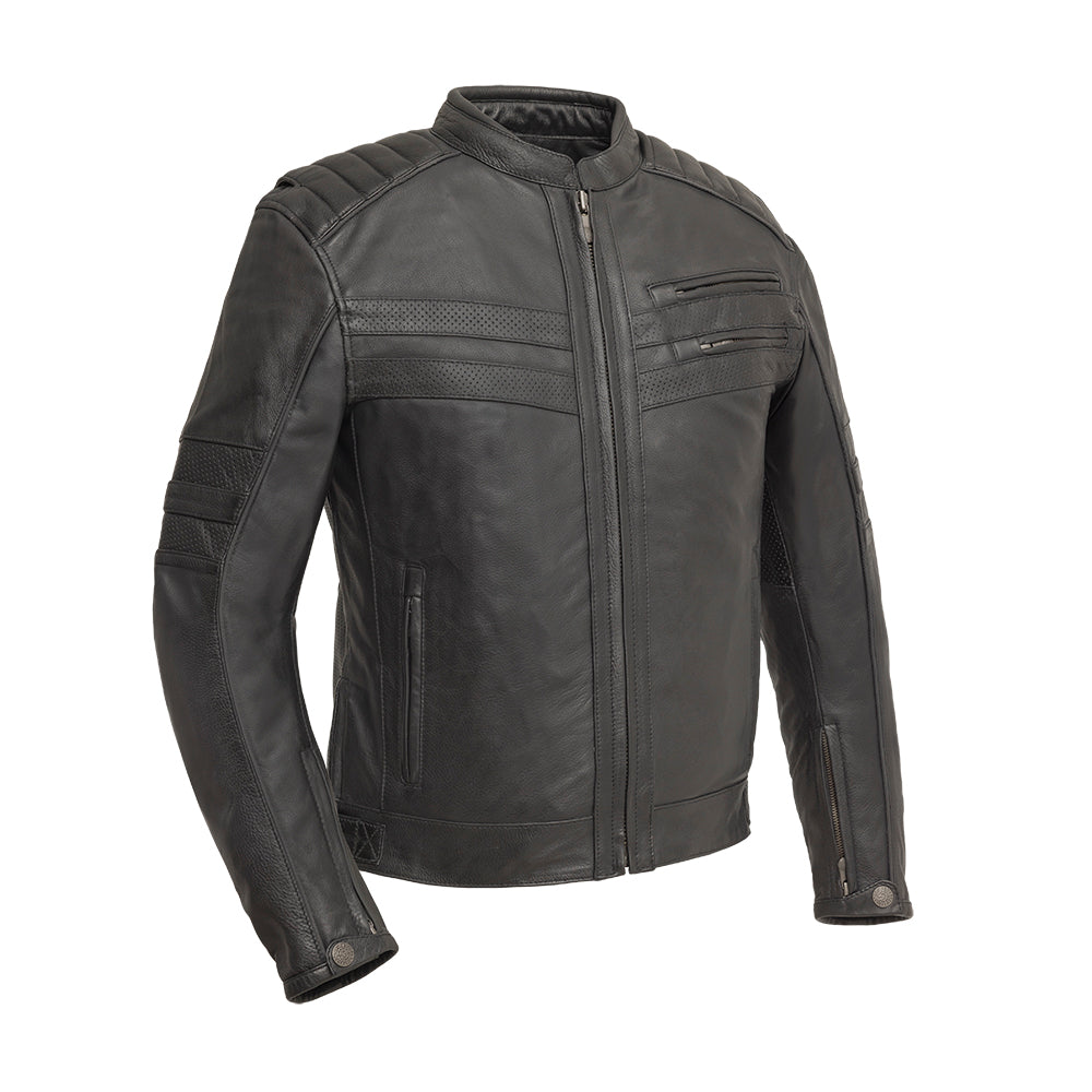 Picture of First Manufacturing FIM286CDMZ-XXL-BLK Mens BiTurbo Leather Motorcycle Jacket&#44; Black - 2XL