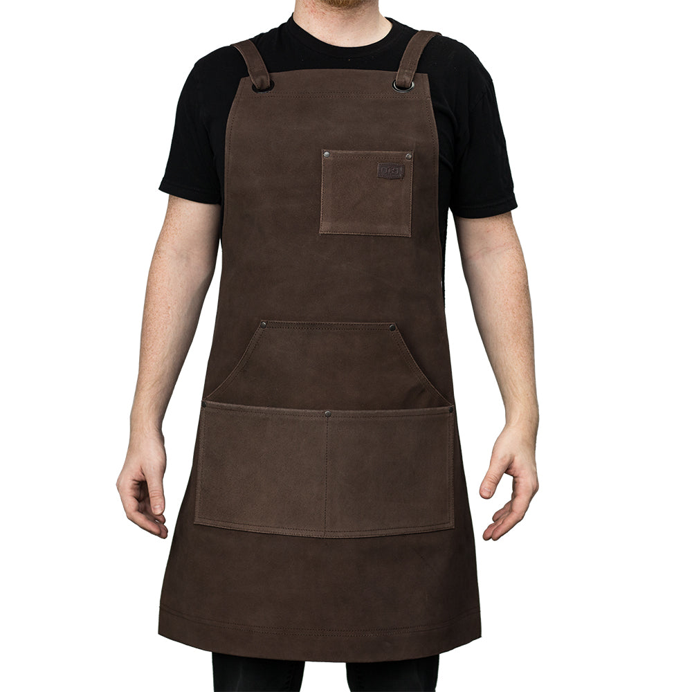 Picture of First Manufacturing FIAPRONSUEDE-STRD-BRN Machinist Leather Apron, Brown - Standard Size