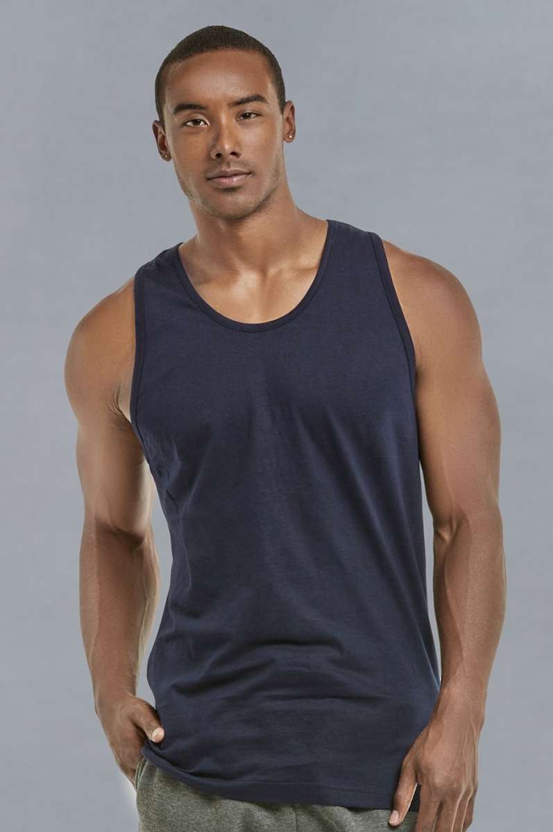 Picture of 247 Frenzy 247-MT200 NVY-2X Mens Essentials Knocker Cotton Tank Top&#44; Navy - 2X - Pack of 2