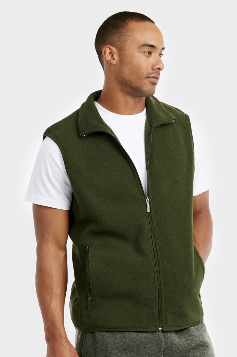 Picture of 247 Frenzy 247-PF1500 DGN-LG Mens Essentials Knocker Polar Fleece Vest&#44; Dark Green - Large