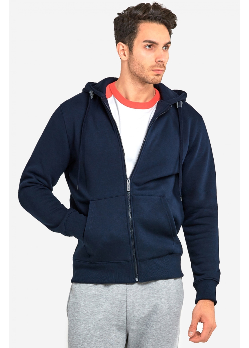 Picture of 247 Frenzy 247-HD2000 NVY-MD Mens Essentials Knocker Heavy Fabric Cotton Blend Full Zip Fleece Hoodie Jacket&#44; Navy - Medium