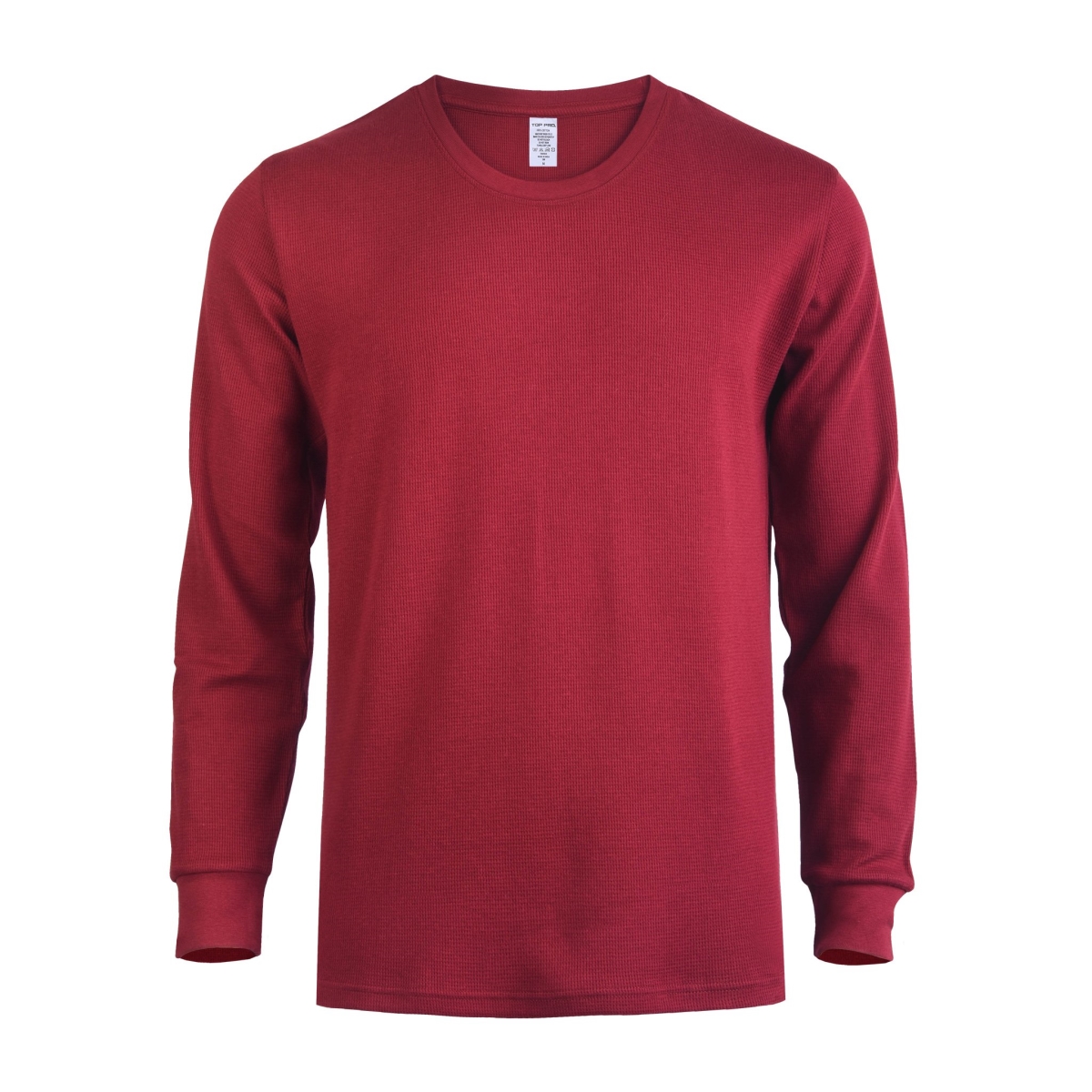 Picture of 247 Frenzy 247-KHT001 BUR-LG Mens Essentials Knocker Classic Breathable Cotton Waffle Knit Texture Thermal Top Long Sleeve T-Shirt&#44; Burgundy - Large
