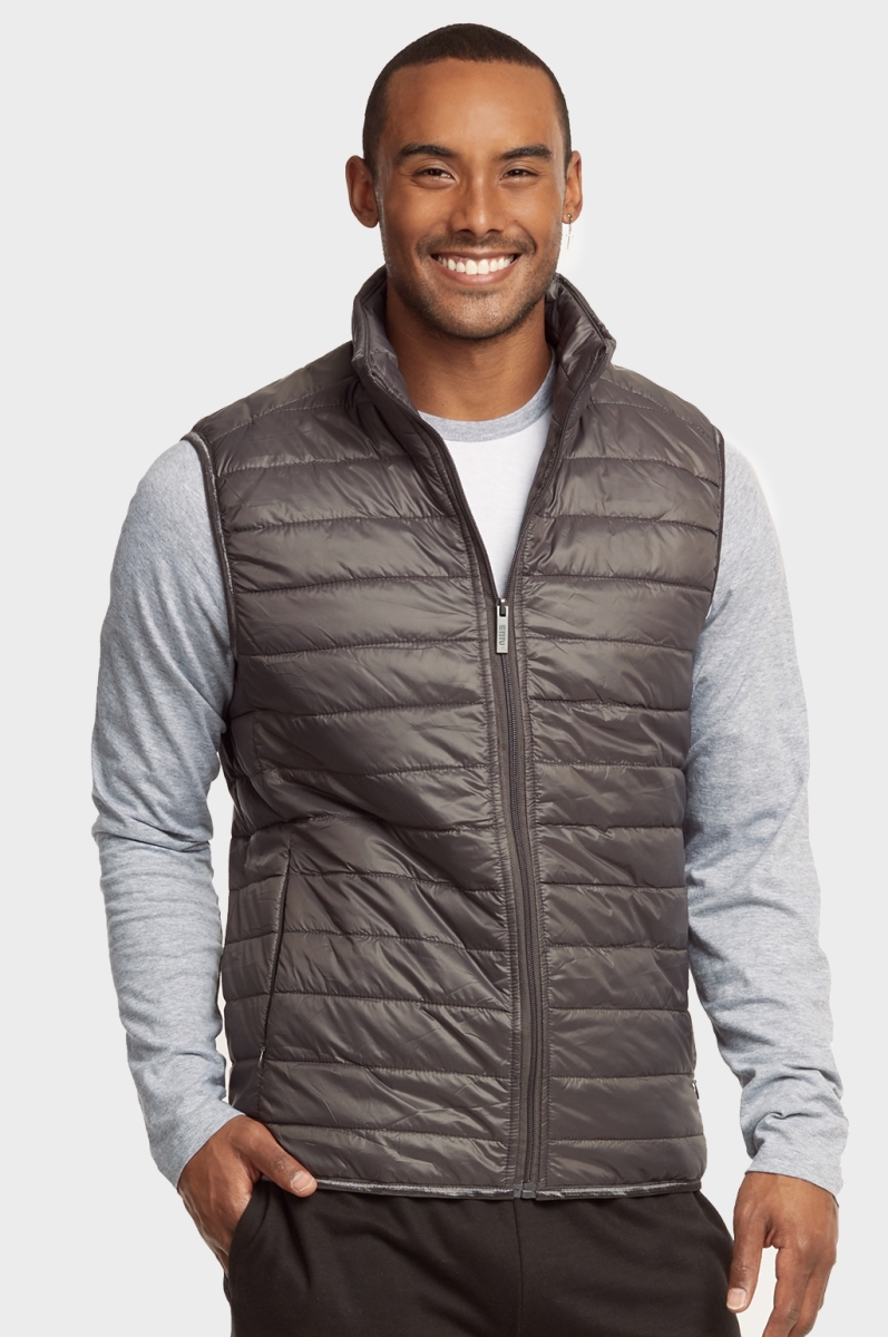 Picture of 247 Frenzy 247-MPV200E GRY-2X Mens Essentials Et Tu Lightweight Puffer Vest&#44; Gray - 2X