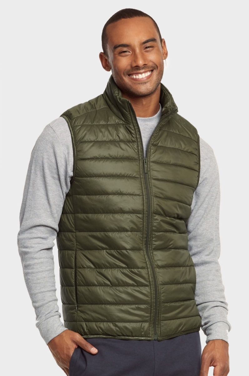 Picture of 247 Frenzy 247-MPV200E OLV-SM Mens Essentials Et Tu Lightweight Puffer Vest&#44; Olive - Small