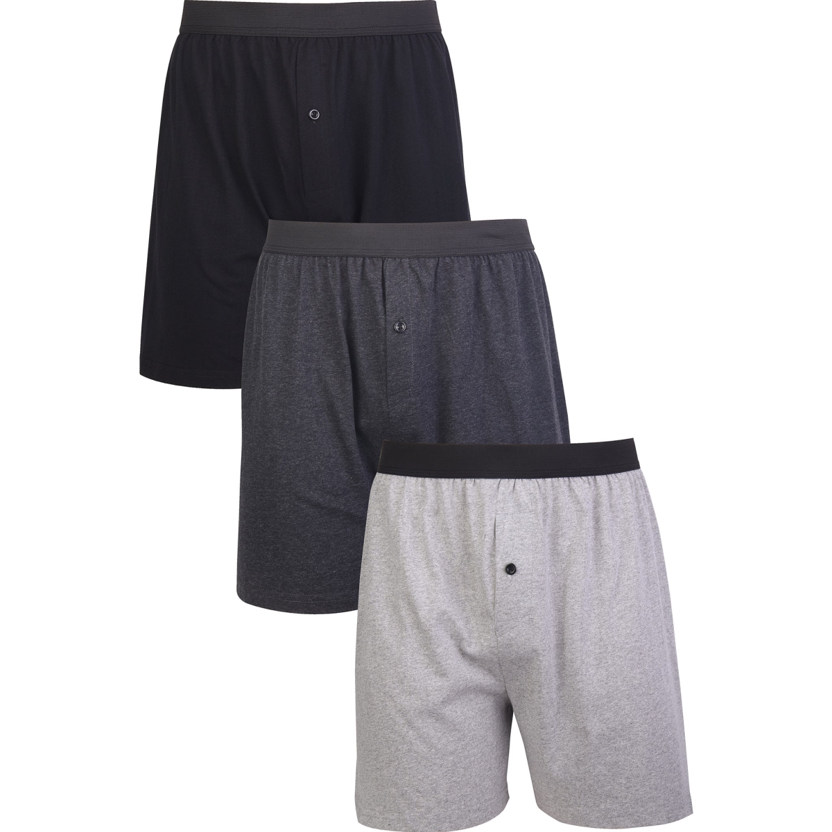 Picture of 247 Frenzy 247-TB6000-SM Mens Essentials Knocker Button Fly Cotton Boxers Shorts&#44; Small - Pack of 3