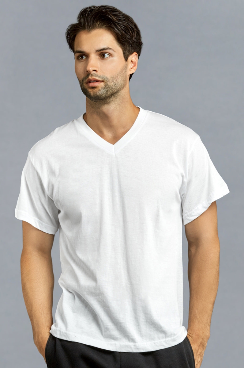 Picture of 247 Frenzy 247-VTK3501-3PK-LG Mens Essentials Knocker Lightweight Cotton T-Shirts&#44; All White - Large - Pack of 3