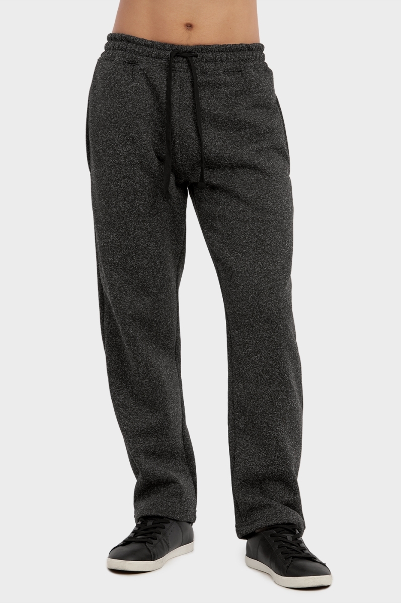 Picture of 247 Frenzy 247-SP1010 BKM-LG Mens Essentials Knocker Medium Weight Fabric Long Fleece Sweat Pants&#44; Black Marled - Large