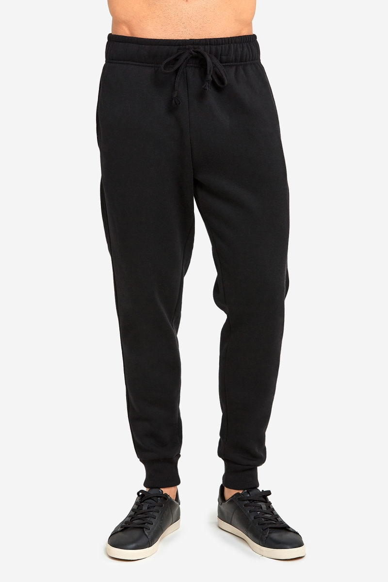 Picture of 247 Frenzy 247-SP1100 BLK-LG Mens Essentials Knocker Heavy Weight Fabric Jogger Fleece Sweat Pants&#44; Black - Large