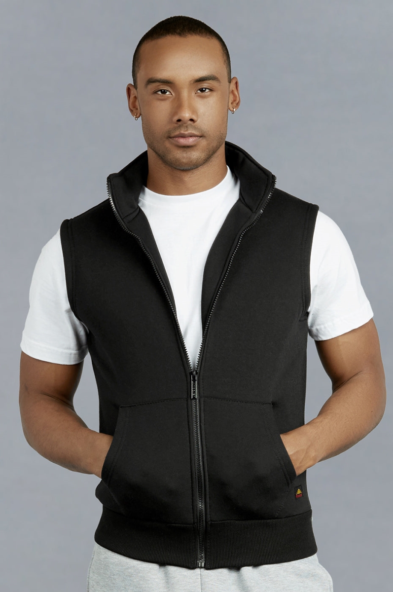 Picture of 247 Frenzy 247-FJ2500 BLK-SM Mens Essentials Knocker Cotton Blend Fleece Classic Vest&#44; Black - Small