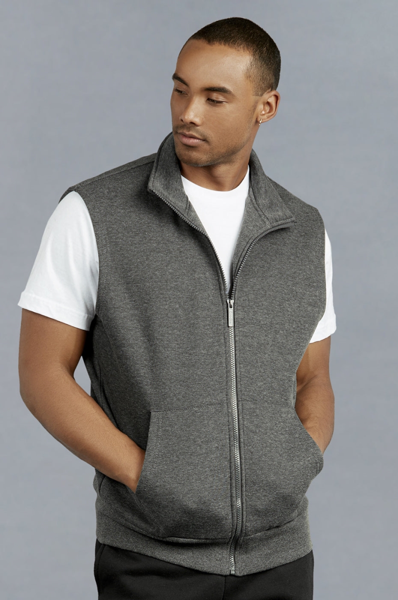 Picture of 247 Frenzy 247-FJ2500 CGY-SM Mens Essentials Knocker Cotton Blend Fleece Classic Vest&#44; Charcoal Gray - Small