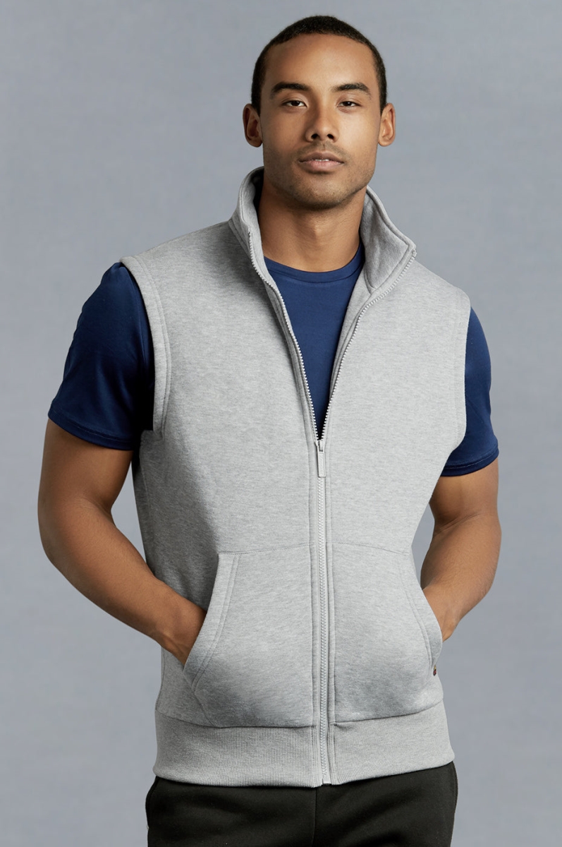 Picture of 247 Frenzy 247-FJ2500 HGY-SM Mens Essentials Knocker Cotton Blend Fleece Classic Vest&#44; Heather Gray - Small