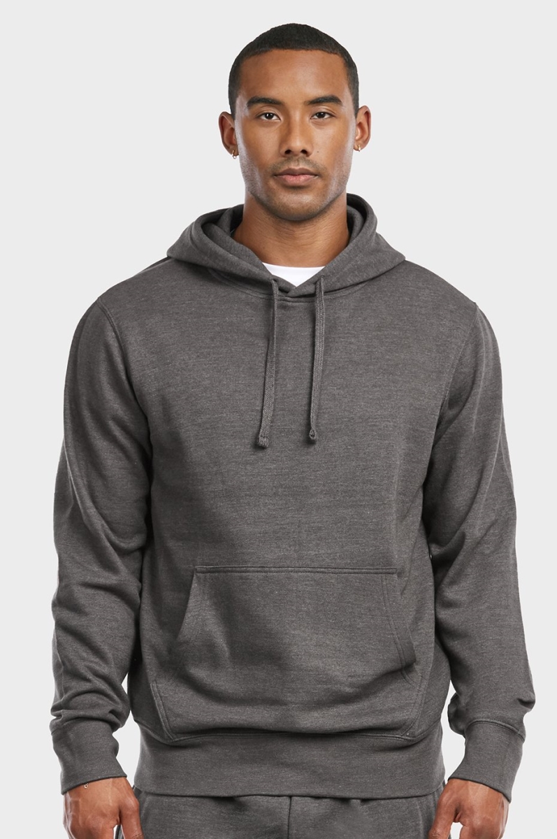 Picture of 247 Frenzy 247-HD1020E CGY-2X Mens Essentials Et Tu Lightweight Fabric Cotton Blend Pullover Fleece Hoodie Jacket&#44; Charcoal Gray - 2X