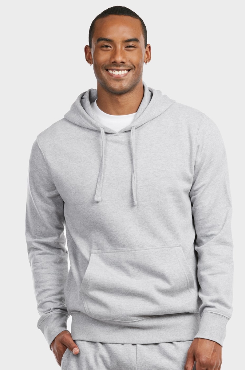 Picture of 247 Frenzy 247-HD1020E HGY-2X Mens Essentials Et Tu Lightweight Fabric Cotton Blend Pullover Fleece Hoodie Jacket&#44; Heather Gray - 2X