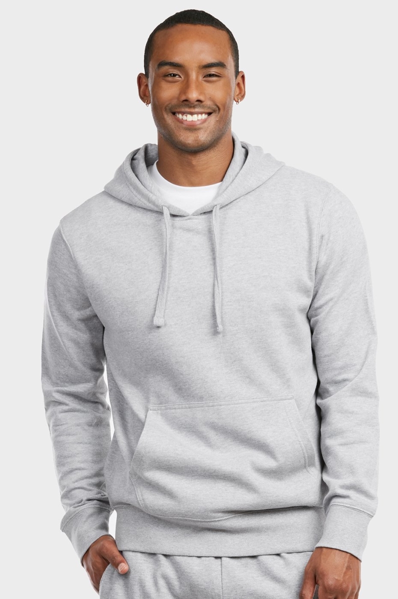 Picture of 247 Frenzy 247-HD1020E HGY-XL Mens Essentials Et Tu Lightweight Fabric Cotton Blend Pullover Fleece Hoodie Jacket&#44; Heather Gray - Extra Large