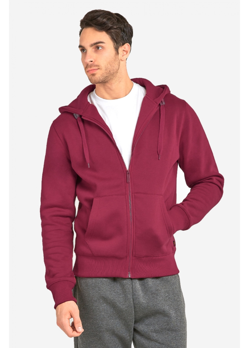 Picture of 247 Frenzy 247-HD2000 BUR-SM Mens Essentials Knocker Heavy Fabric Cotton Blend Full Zip Fleece Hoodie Jacket&#44; Burgundy - Small