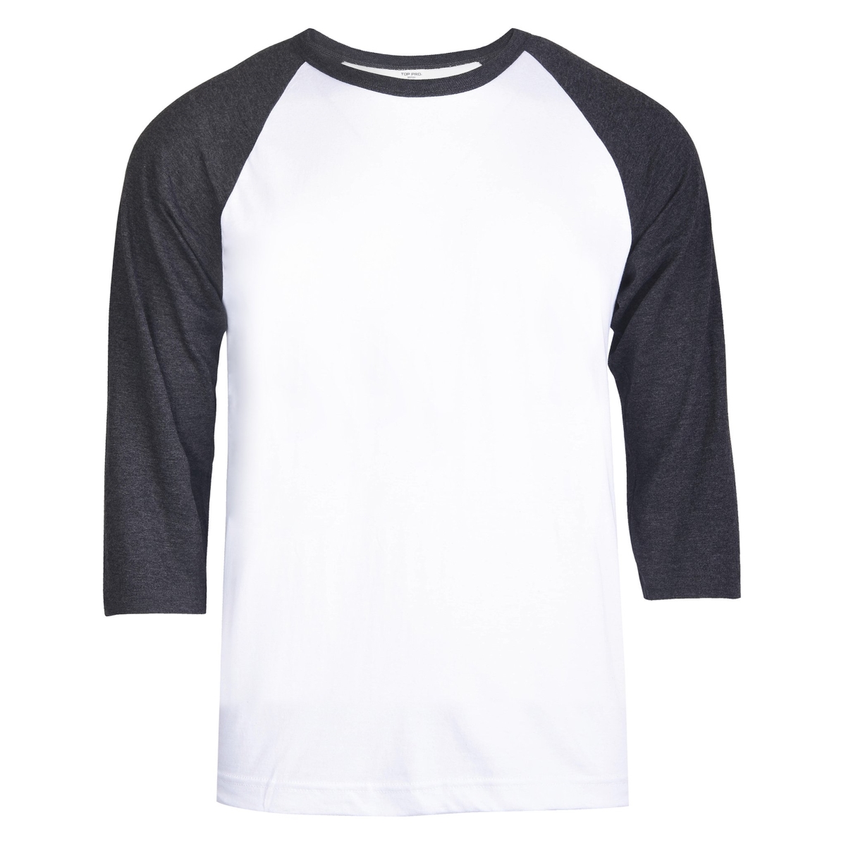 Picture of 247 Frenzy 247-MBT001 CGW-LG Mens Essentials Top Pro 0.75 Sleeve Raglan Baseball T-Shirt&#44; Charcoal Gray & White - Large