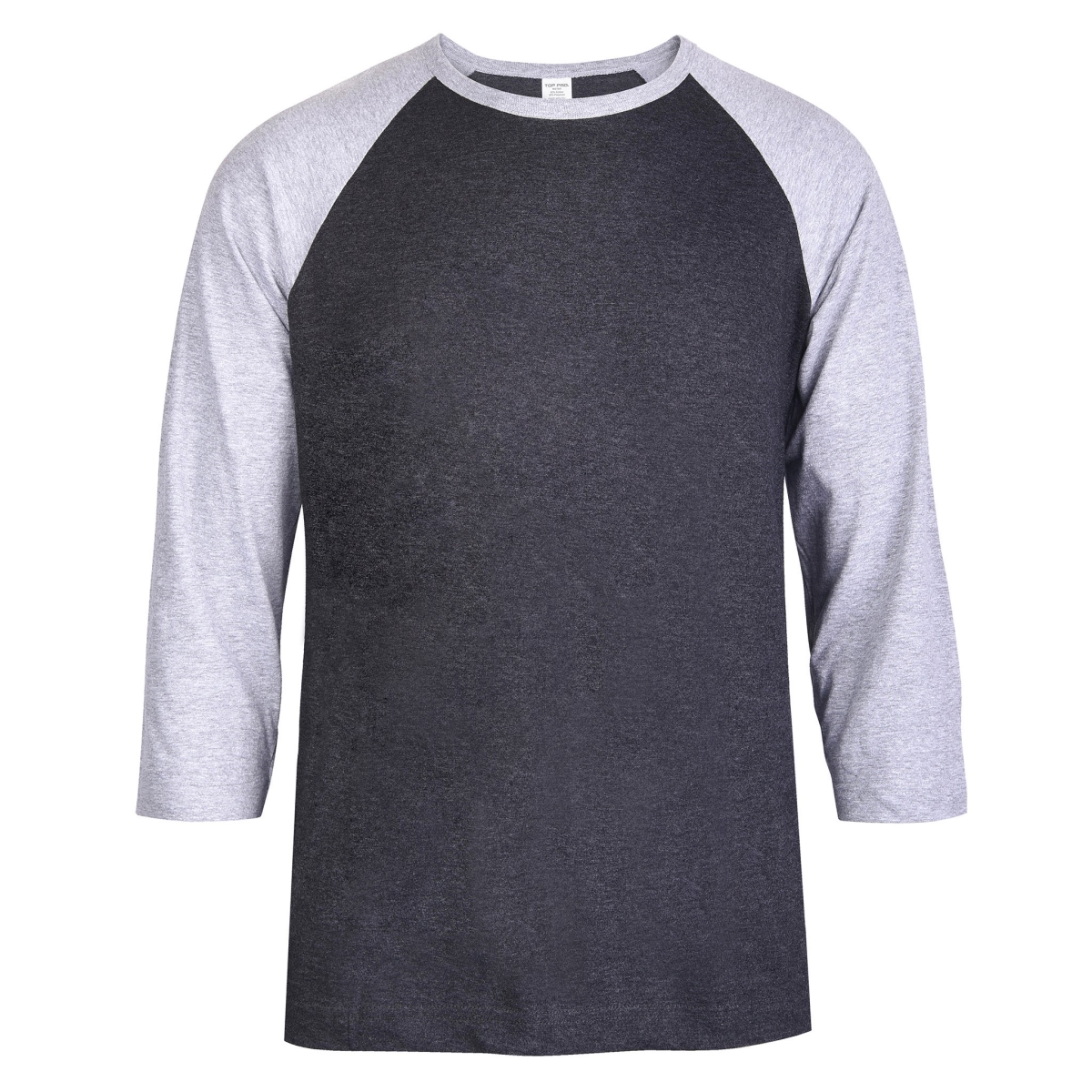 Picture of 247 Frenzy 247-MBT001 HCG-SM Mens Essentials Top Pro 0.75 Sleeve Raglan Baseball T-Shirt&#44; Heather Charcoal Gray - Small