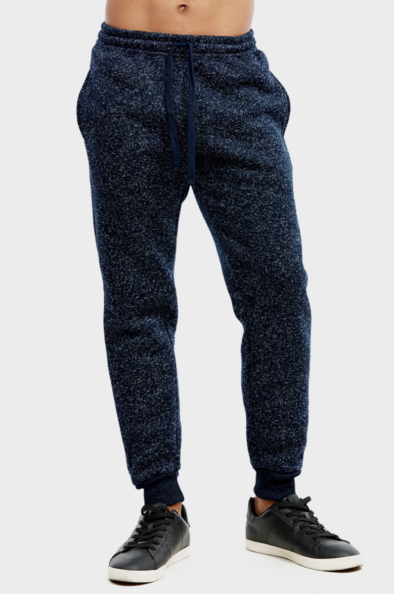 Picture of 247 Frenzy 247-SP1110 NVM-SM Mens Essentials Knocker Medium Weight Jogger Fleece Sweat Pants&#44; Navy Marled - Small