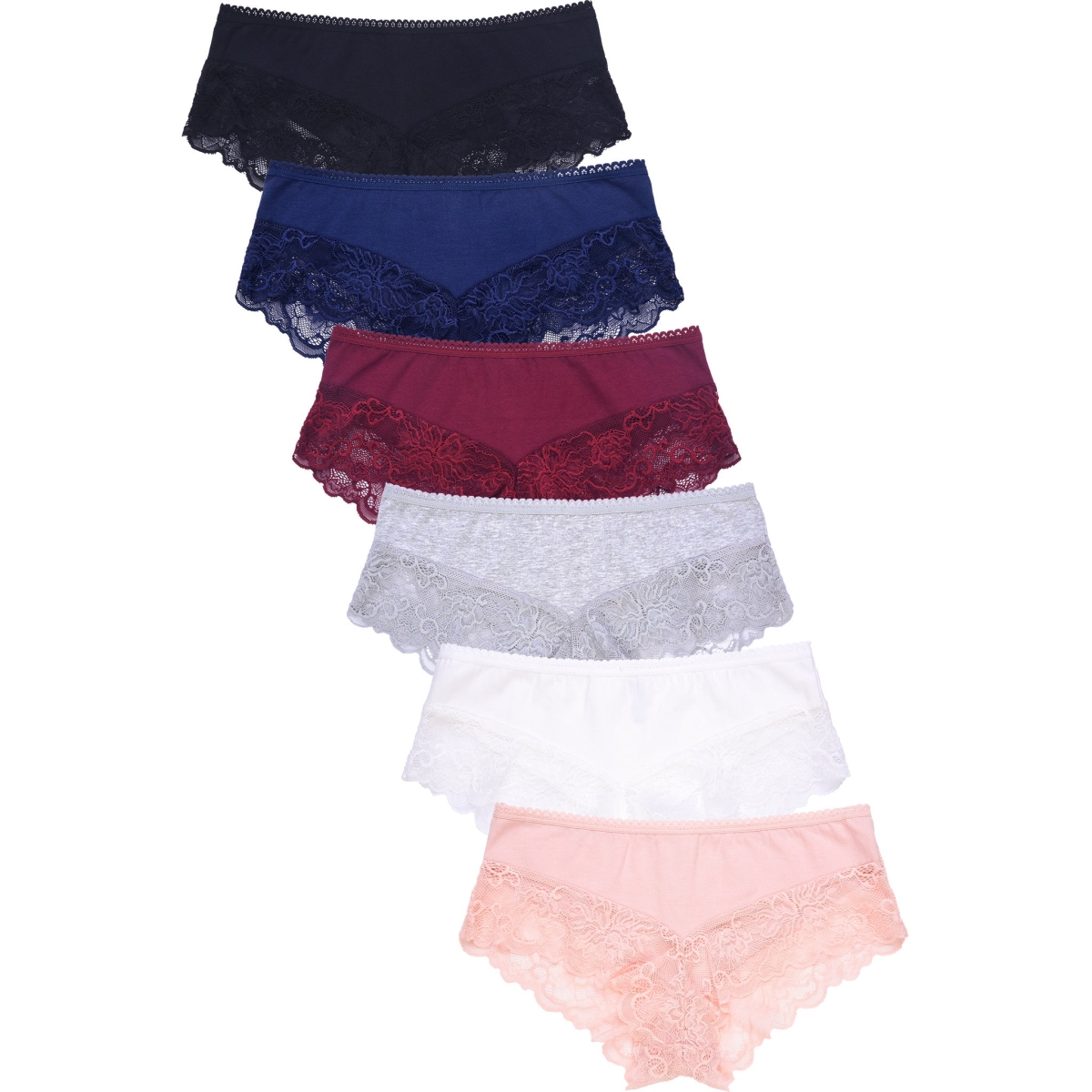 Picture of 247 Frenzy 247-LP1408CH2-SM Womens Essentials Cotton Stretch Hipster Panty Underwear - Assorted Color - Small - Pack of 6