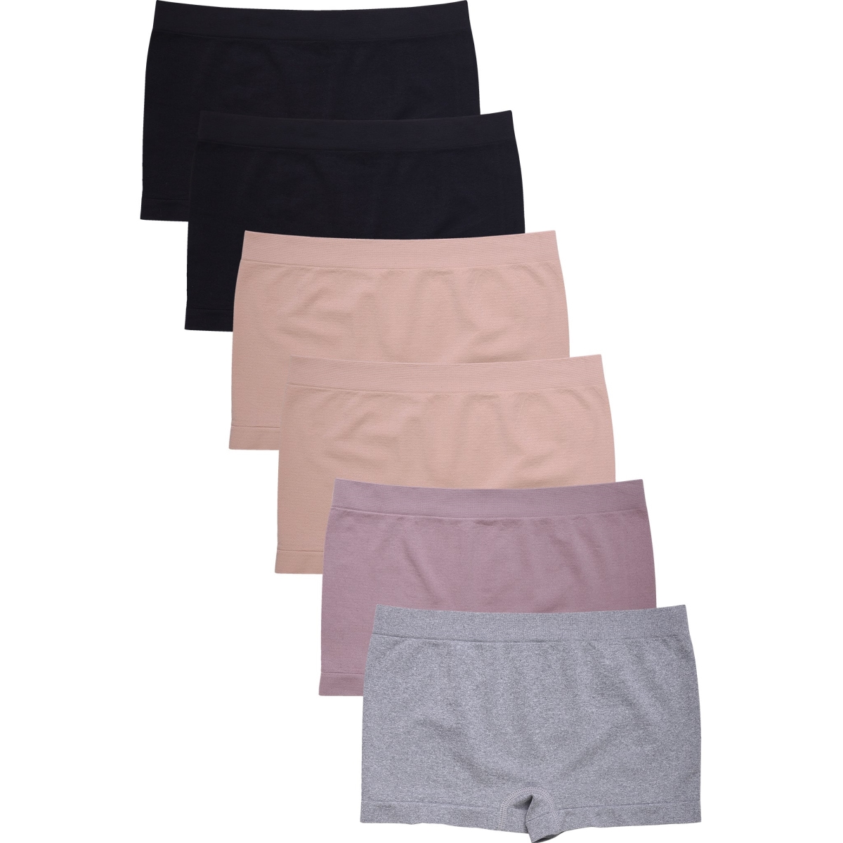 Picture of 247 Frenzy 247-LP0230SBX3 Sofra Womens Essentials Seamless Plus Nylon Stretch Boyshort Panty Underwear - Assorted Color - One Size - Pack of 6