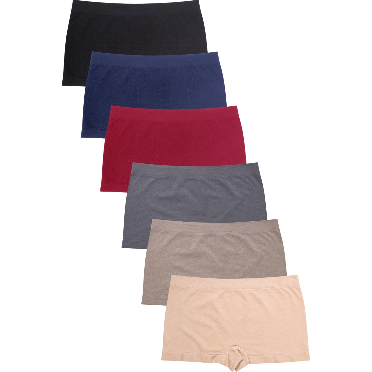 Picture of 247 Frenzy 247-LP0198SB4 Sofra Womens Essentials Seamless Nylon Stretch Boyshort Panty Underwear - Assorted Color - One Size - Pack of 6