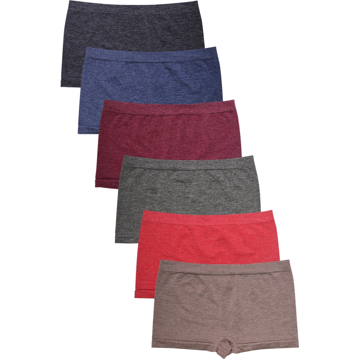 Picture of 247 Frenzy 247-LP0223SB1 Sofra Womens Essentials Seamless Nylon Stretch Boyshort Panty Underwear - Assorted Color - One Size - Pack of 6
