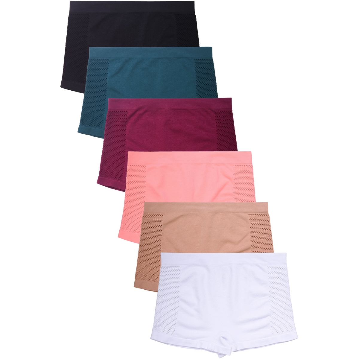Picture of 247 Frenzy 247-LP0234SB1 Mamia Womens Essentials Seamless Nylon Stretch Boyshort Panty Underwear - Assorted Color - One Size - Pack of 6