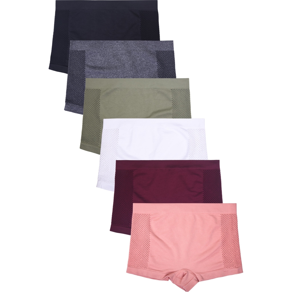 Picture of 247 Frenzy 247-LP0234SB2 Mamia Womens Seamless Nylon Stretch Boyshort Panty Underwear - Assorted Color - One Size - Pack of 6