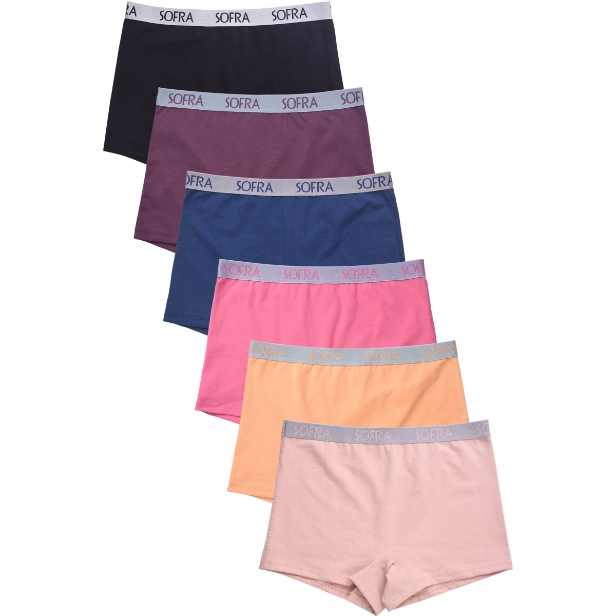 Picture of 247 Frenzy 247-LP1422CB4-SM Sofra Womens Essentials Cotton Stretch Boyshort Panty Underwear - Assorted Color - Small - Pack of 6