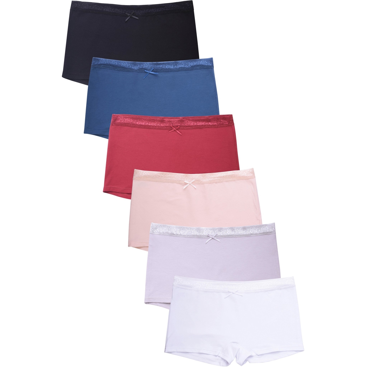 Picture of 247 Frenzy 247-LP1384CB3-SM Sofra Womens Essentials Cotton Stretch Boyshort Panty Underwear - Assorted Color - Small - Pack of 6