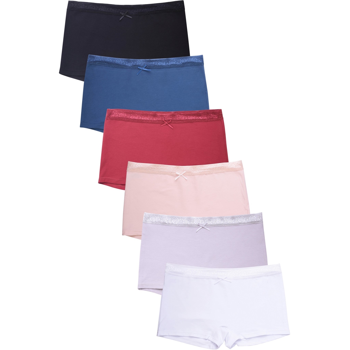 Picture of 247 Frenzy 247-LP1384CB3-MD Sofra Womens Essentials Cotton Stretch Boyshort Panty Underwear - Assorted Color - Medium - Pack of 6