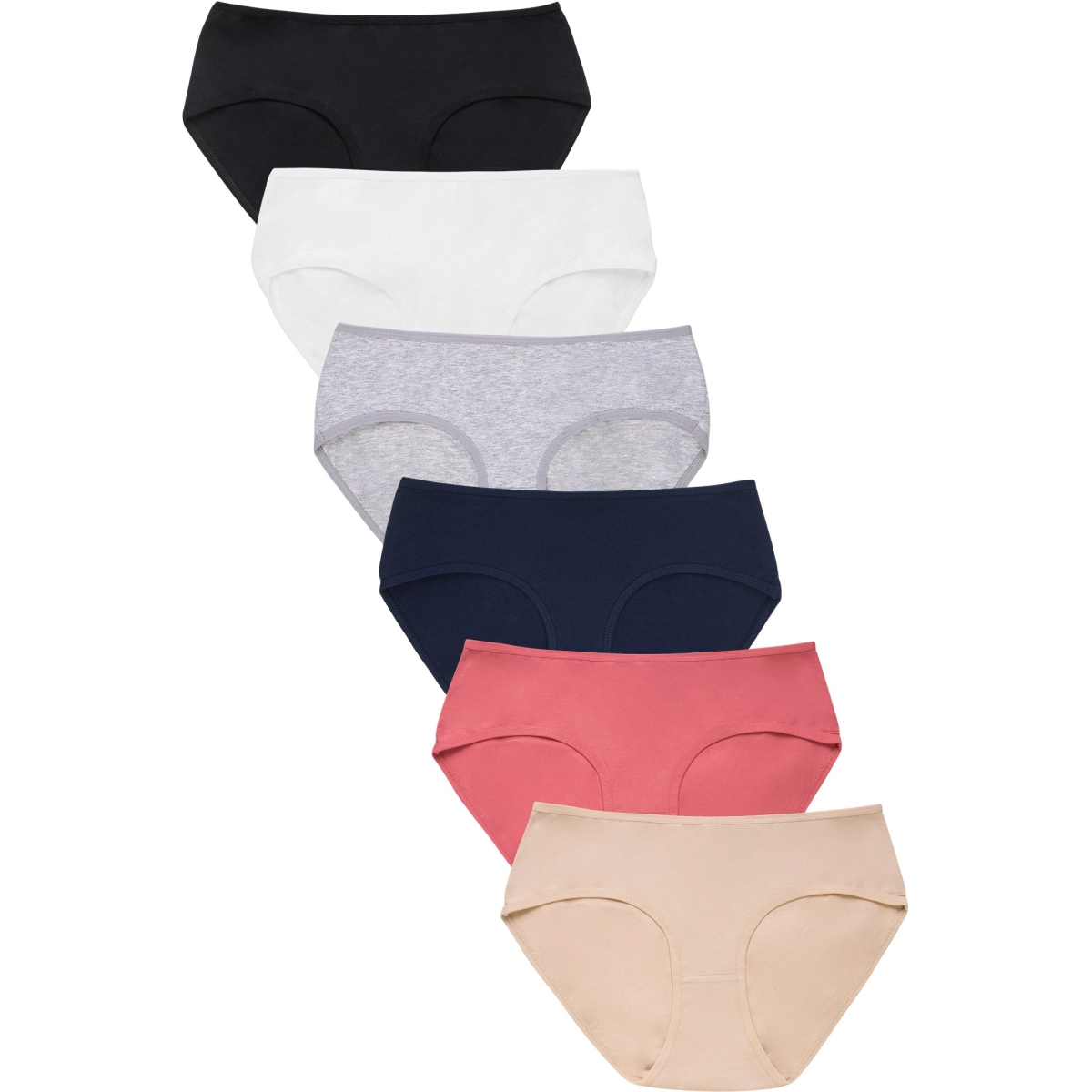 Picture of 247 Frenzy 247-LP1379CKE4-LG Sofra Womens Essentials Cotton Stretch Bikini Panty Underwear with Extended Side Seams - Assorted Color - Large - Pack of 6