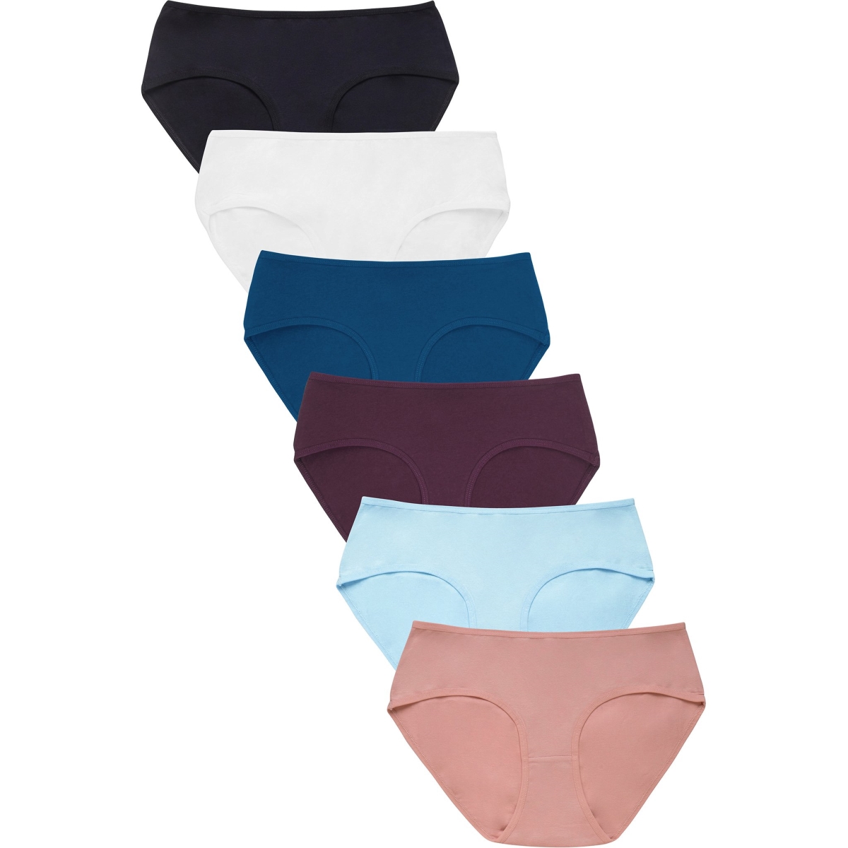 Picture of 247 Frenzy 247-LP1379CKE9-MD Womens Essentials Cotton Stretch Bikini Panty Underwear with Extended Side Seams - Assorted Color - Medium - Pack of 6