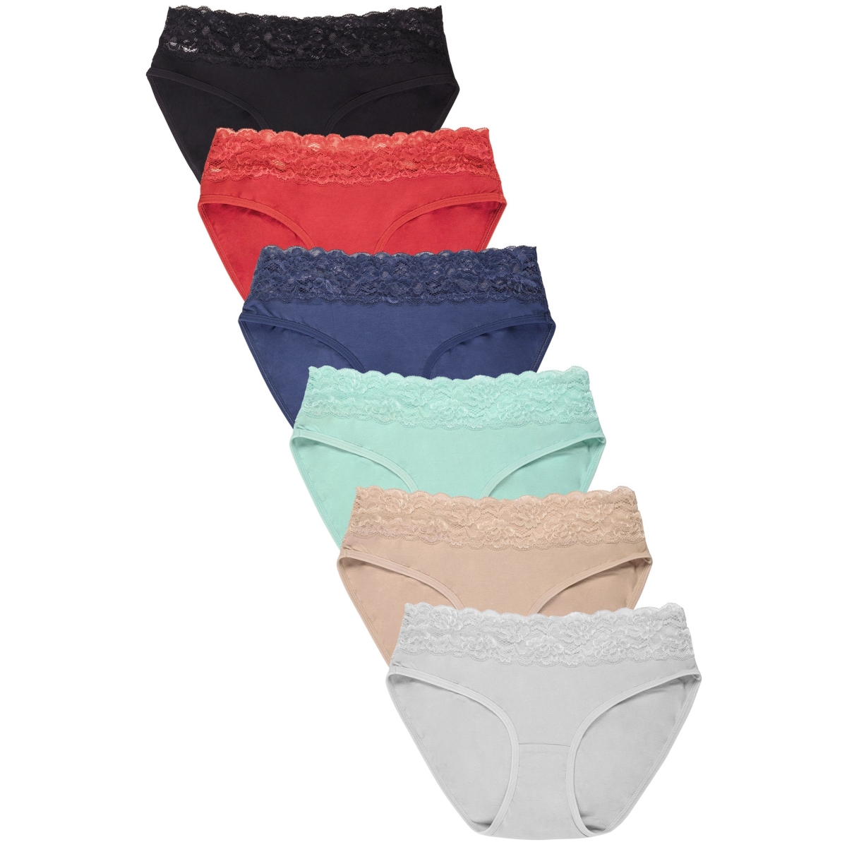 Picture of 247 Frenzy 247-LP1394CK3-SM Womens Essentials Cotton Stretch Bikini Panty Underwear - Assorted Color - Small - Pack of 6