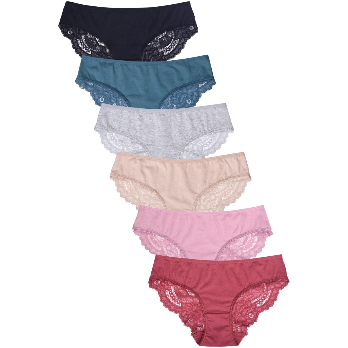 Picture of 247 Frenzy 247-LP1402CK2-SM Sofra Womens Essentials Cotton Stretch Bikini Panty Underwear - Assorted Color - Small - Pack of 6