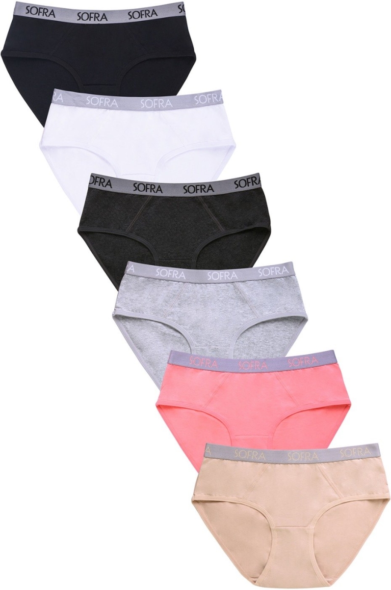 Picture of 247 Frenzy 247-LP1421CKE1-XL Womens Essentials Cotton Stretch Bikini Panty Underwear with Extended Side Seams - Assorted Color - Extra Large - Pack of 6