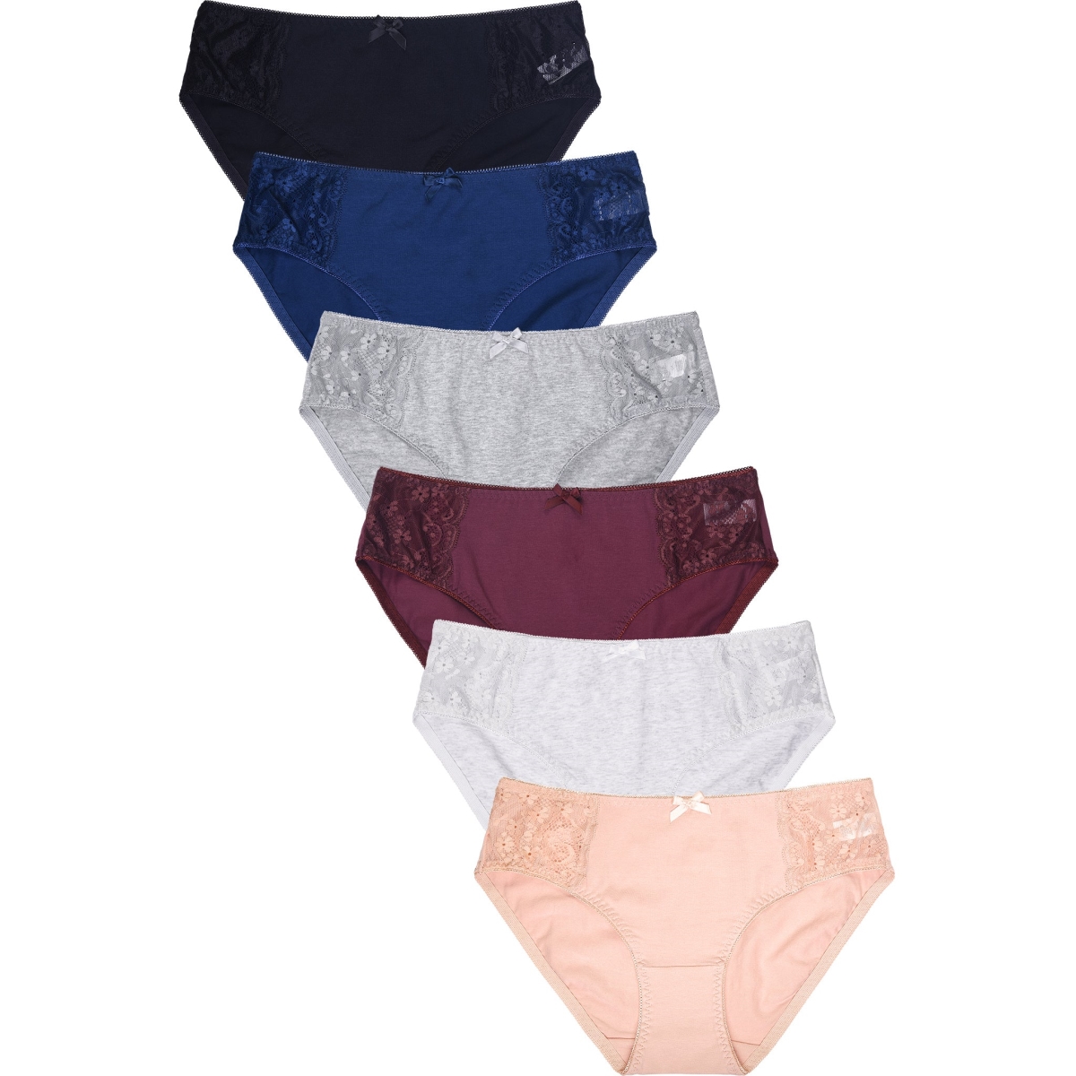 Picture of 247 Frenzy 247-LP1426CK-SM Sofra Womens Essentials Cotton Stretch Bikini Panty Underwear - Assorted Color - Small - Pack of 6