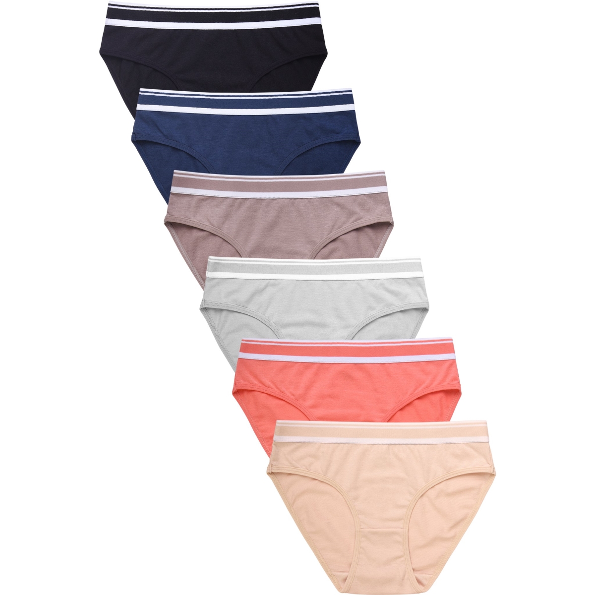 Picture of 247 Frenzy 247-LP1431CK4-MD Sofra Womens Essentials Cotton Stretch Bikini Panty Underwear - Assorted Color - Medium - Pack of 6