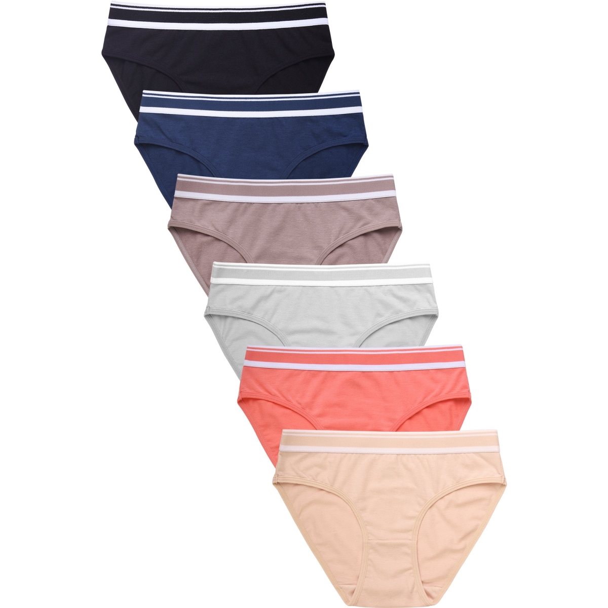 Picture of 247 Frenzy 247-LP1431CK4-XL Sofra Womens Essentials Cotton Stretch Bikini Panty Underwear - Assorted Color - Extra Large - Pack of 6