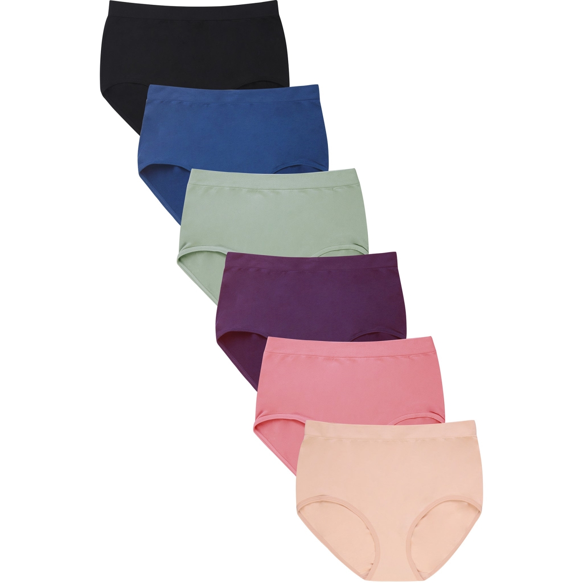 Picture of 247 Frenzy 247-LP0132SR8 Sofra Womens Essentials Seamless Nylon Stretch Brief Panty Underwear - Assorted Color - One Size - Pack of 6