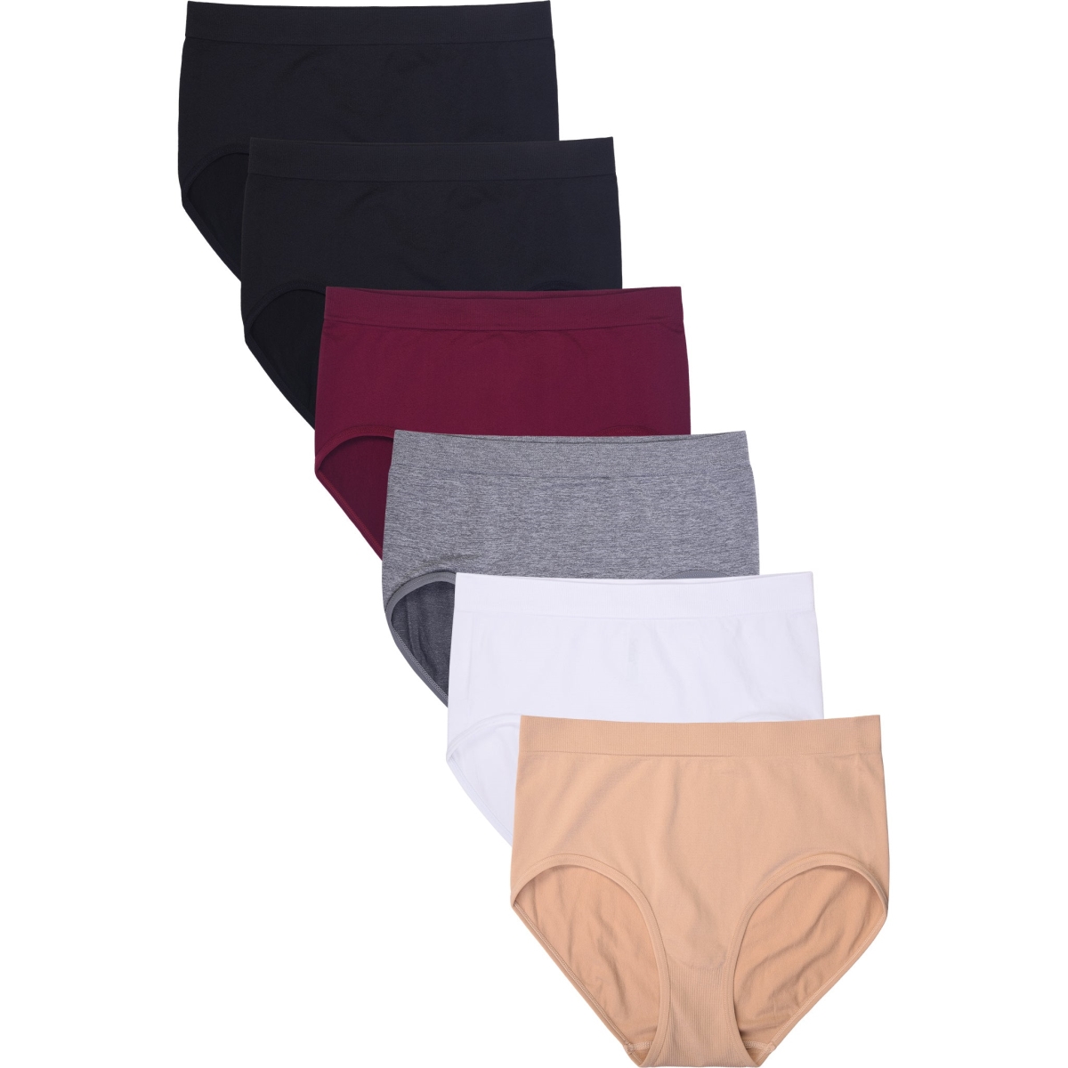 Picture of 247 Frenzy 247-LP0132SR9 Sofra Womens Essentials Seamless Nylon Stretch Brief Panty Underwear - Assorted Color - One Size - Pack of 6