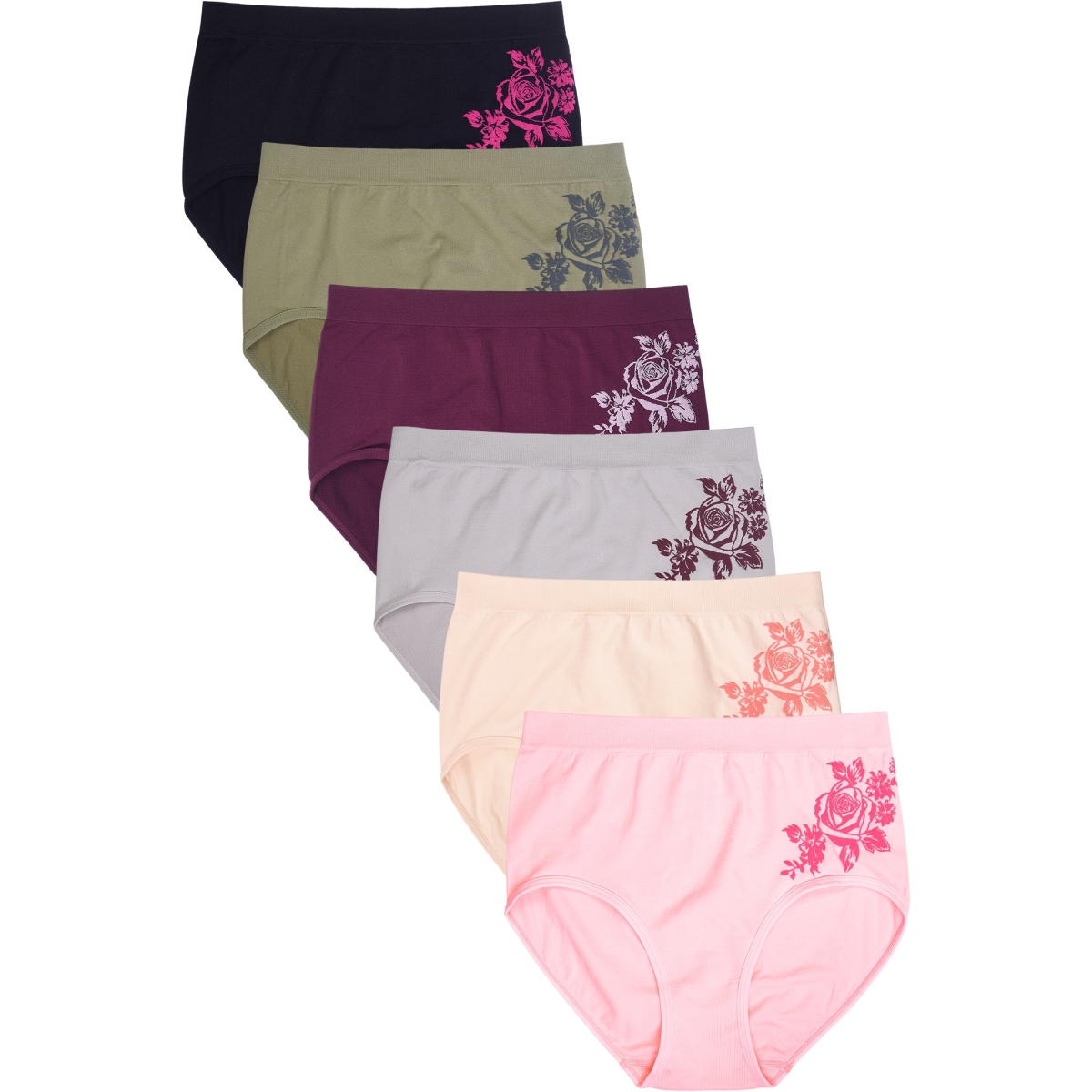 Picture of 247 Frenzy 247-LP0188SR3 Sofra Womens Essentials Seamless Nylon Stretch Brief Panty Underwear - Assorted Color - One Size - Pack of 6