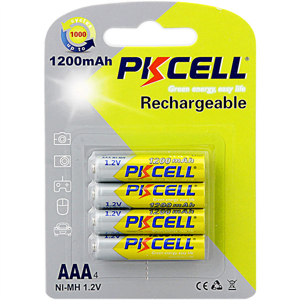 1.2V Rechargeable AAA Battery with 1200 mAh, Pack of 4