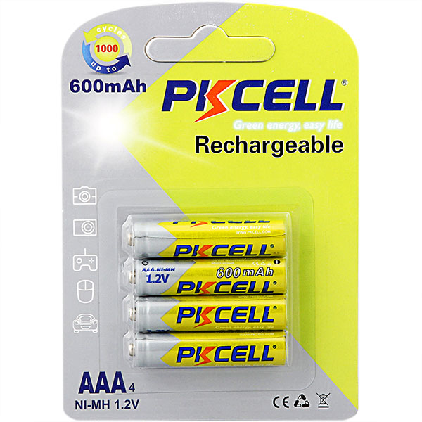 Picture of PK Cell NiMHAAA600-4B 1.2V Rechargeable AAA Battery with 600 mAh, Pack of 4