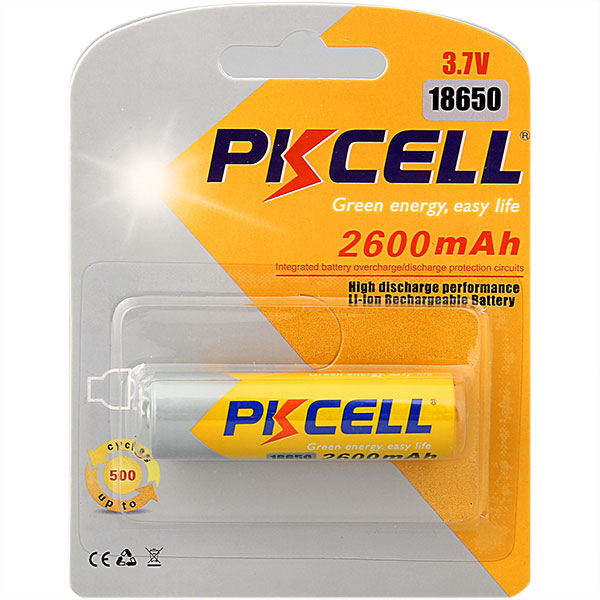 3.7V Button Top Header Lithium Ion Battery with 2600 mAh
