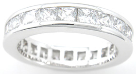 Picture of Sterling Couture r5214 925 Sterling Silver Princess Fashion Band Ring  Platinum Finish - Size 5