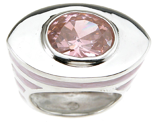 r6022 18 & 4 mm 925 Sterling Silver Enamel Fashion Anniversary Ring  Rhodium Finish - Size 5